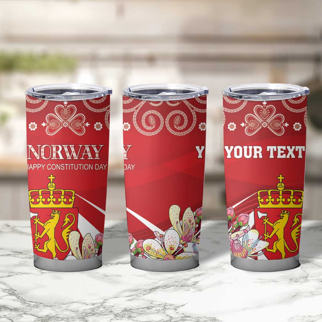 Personalized Norway Constitution Day Tumbler Cup Norwegian Lion Pyramidal Saxifrage