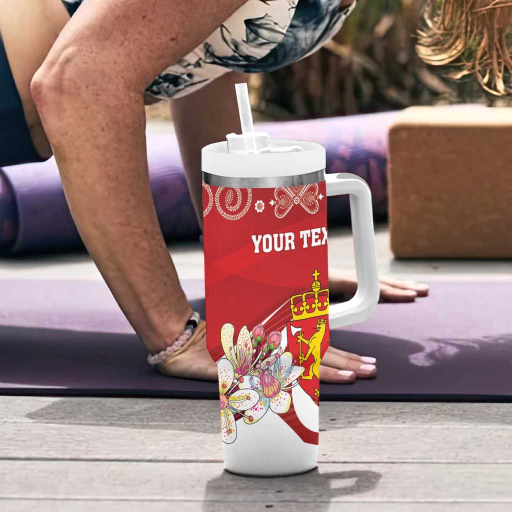 Personalized Norway Constitution Day Tumbler With Handle Norwegian Lion Pyramidal Saxifrage