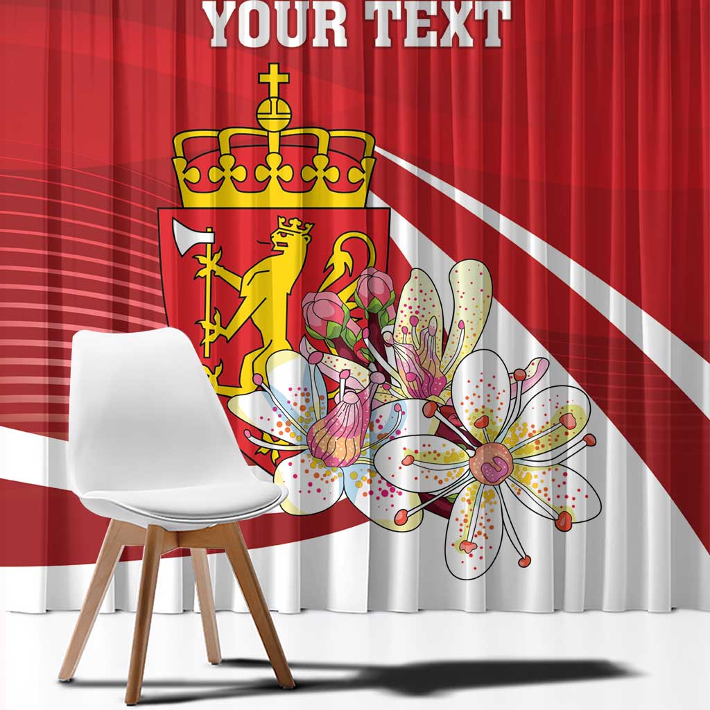 Personalized Norway Constitution Day Window Curtain Norwegian Lion Pyramidal Saxifrage