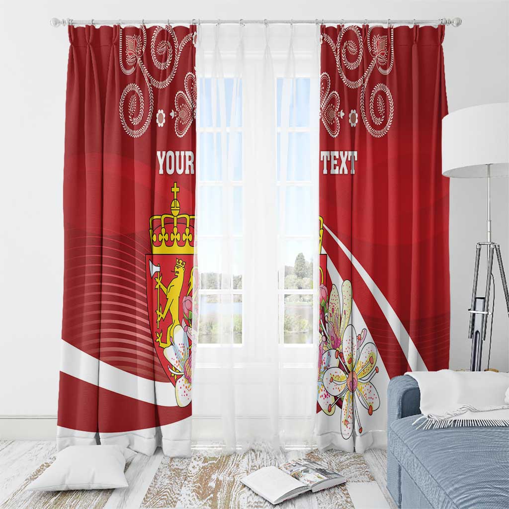 Personalized Norway Constitution Day Window Curtain Norwegian Lion Pyramidal Saxifrage