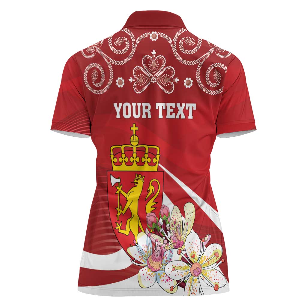 Personalized Norway Constitution Day Women Polo Shirt Norwegian Lion Pyramidal Saxifrage