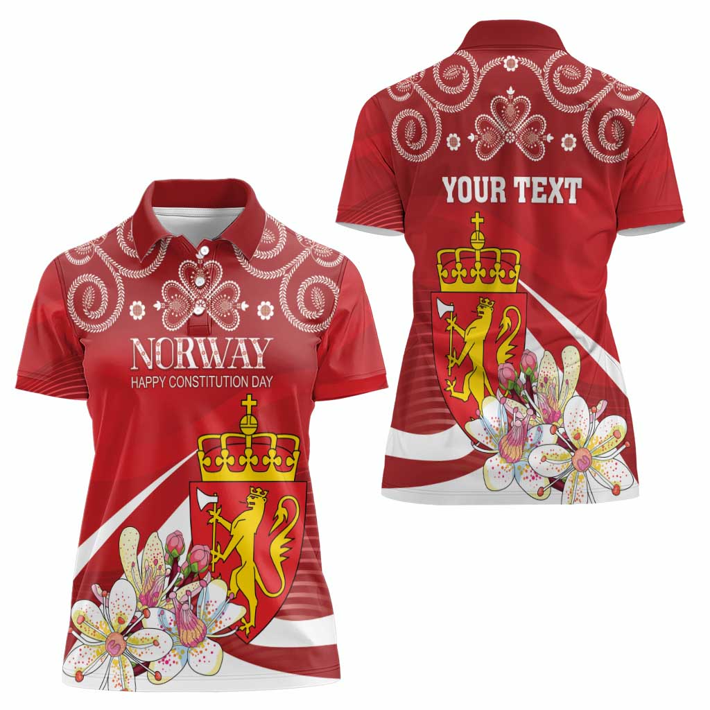 Personalized Norway Constitution Day Women Polo Shirt Norwegian Lion Pyramidal Saxifrage