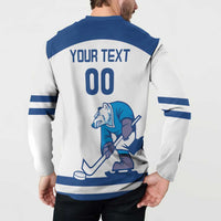 Custom Norway Hockey Button Sweatshirt Norge Polar Bears