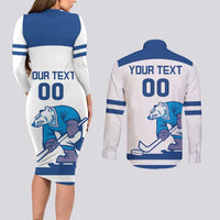 Custom Norway Hockey Couples Matching Long Sleeve Bodycon Dress and Long Sleeve Button Shirt Norge Polar Bears