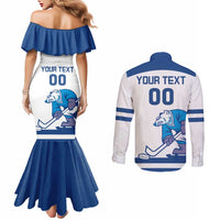 Custom Norway Hockey Couples Matching Mermaid Dress and Long Sleeve Button Shirt Norge Polar Bears