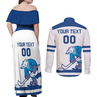 Custom Norway Hockey Couples Matching Off Shoulder Maxi Dress and Long Sleeve Button Shirt Norge Polar Bears