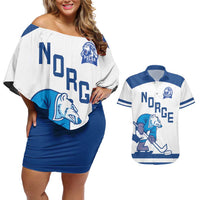 Custom Norway Hockey Couples Matching Off Shoulder Short Dress and Hawaiian Shirt Norge Polar Bears