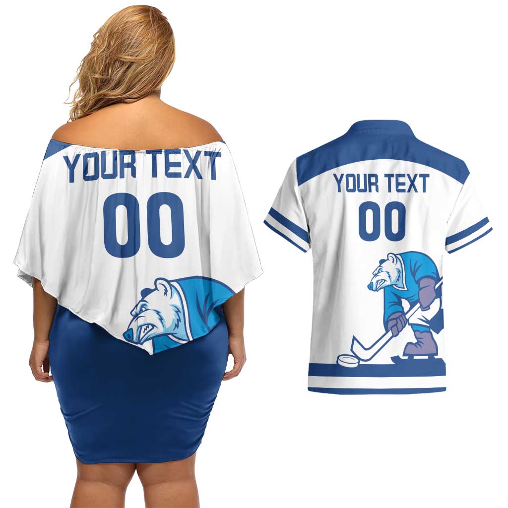Custom Norway Hockey Couples Matching Off Shoulder Short Dress and Hawaiian Shirt Norge Polar Bears