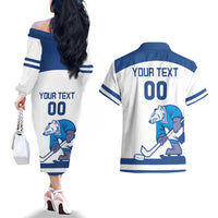 Custom Norway Hockey Couples Matching Off The Shoulder Long Sleeve Dress and Hawaiian Shirt Norge Polar Bears