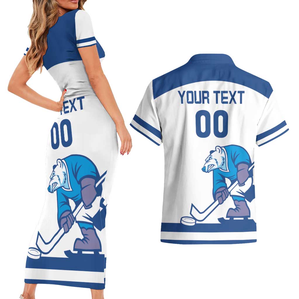 Custom Norway Hockey Couples Matching Short Sleeve Bodycon Dress and Hawaiian Shirt Norge Polar Bears