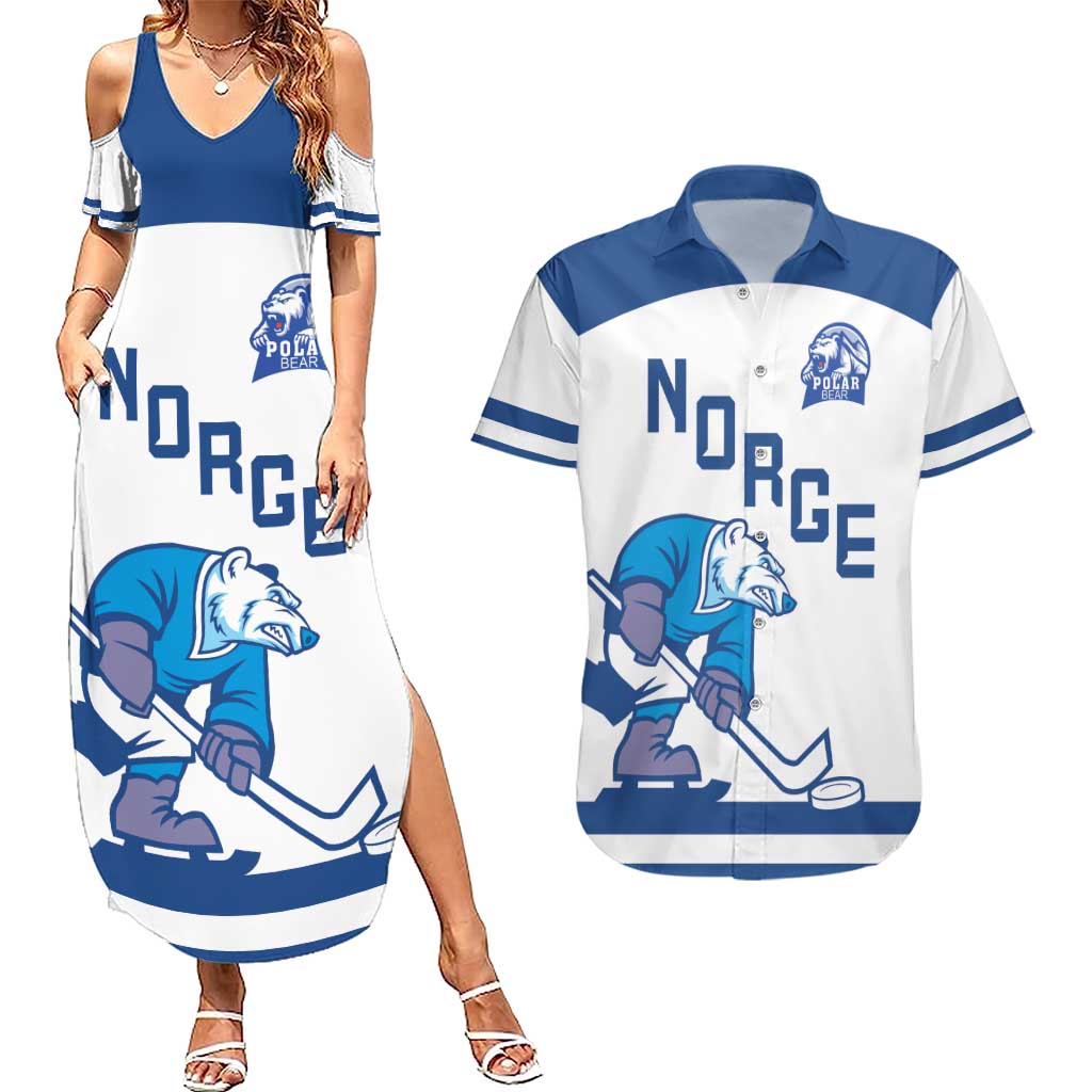 Custom Norway Hockey Couples Matching Summer Maxi Dress and Hawaiian Shirt Norge Polar Bears