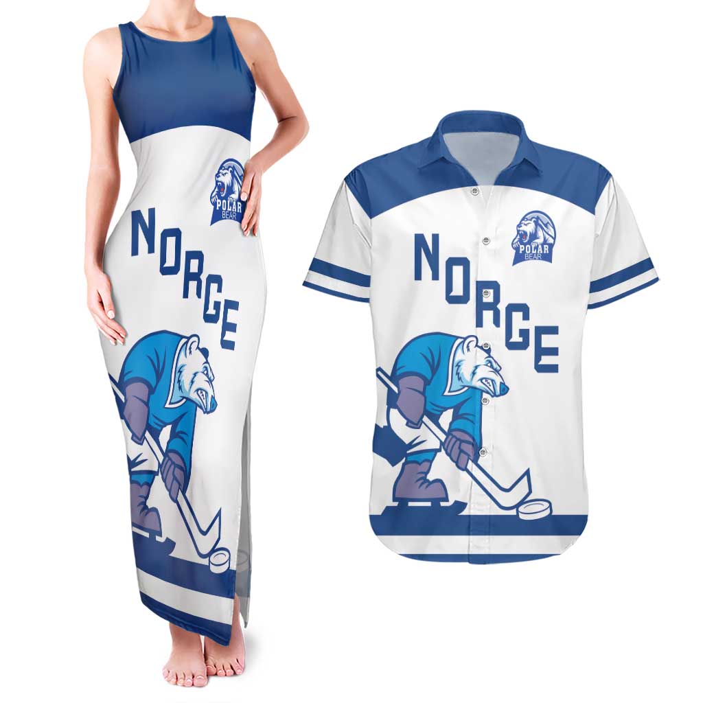 Custom Norway Hockey Couples Matching Tank Maxi Dress and Hawaiian Shirt Norge Polar Bears