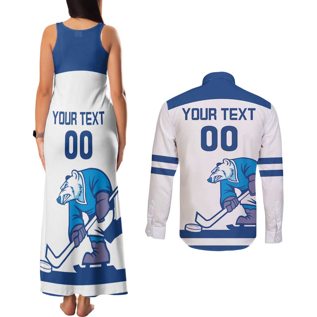 Custom Norway Hockey Couples Matching Tank Maxi Dress and Long Sleeve Button Shirt Norge Polar Bears