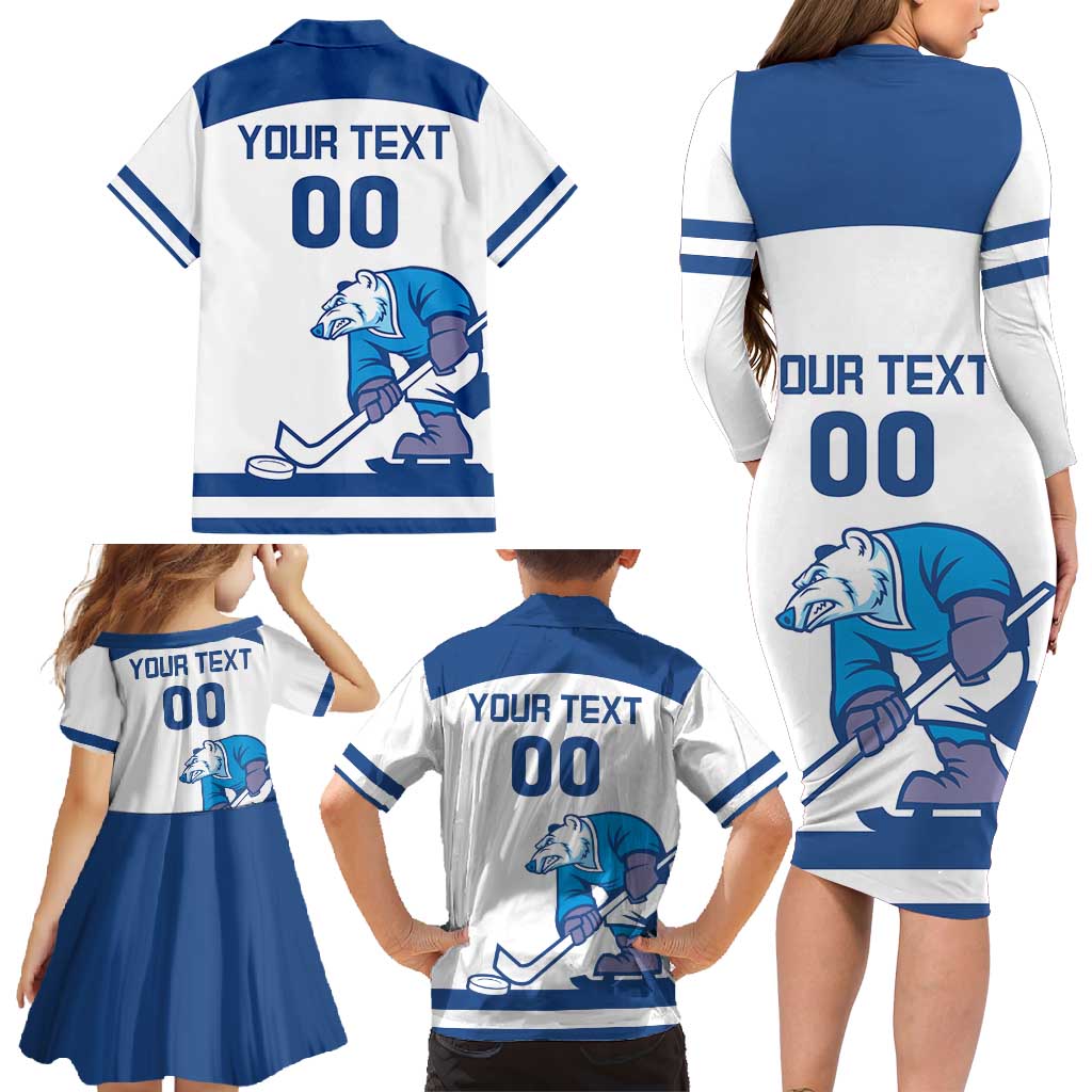 Custom Norway Hockey Family Matching Long Sleeve Bodycon Dress and Hawaiian Shirt Norge Polar Bears