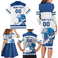 Custom Norway Hockey Family Matching Long Sleeve Bodycon Dress and Hawaiian Shirt Norge Polar Bears