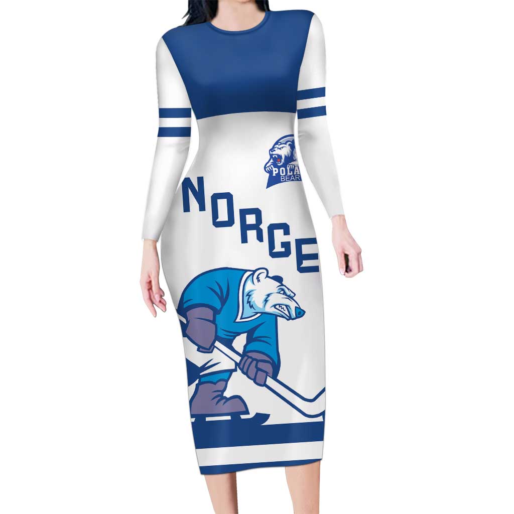 Custom Norway Hockey Family Matching Long Sleeve Bodycon Dress and Hawaiian Shirt Norge Polar Bears