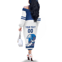 Custom Norway Hockey Family Matching Off The Shoulder Long Sleeve Dress and Hawaiian Shirt Norge Polar Bears