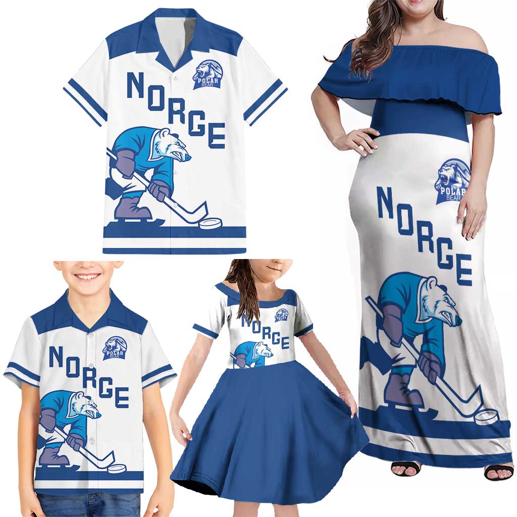 Custom Norway Hockey Family Matching Off Shoulder Maxi Dress and Hawaiian Shirt Norge Polar Bears