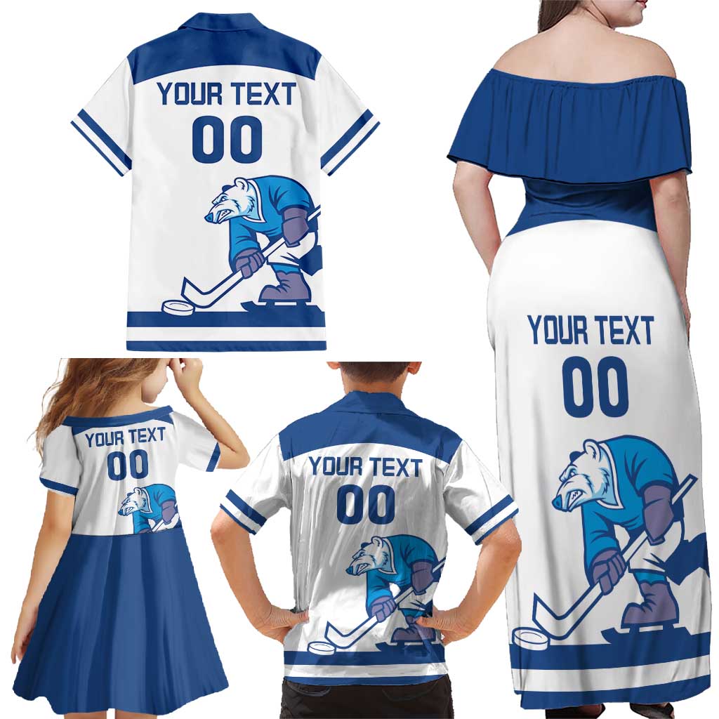 Custom Norway Hockey Family Matching Off Shoulder Maxi Dress and Hawaiian Shirt Norge Polar Bears