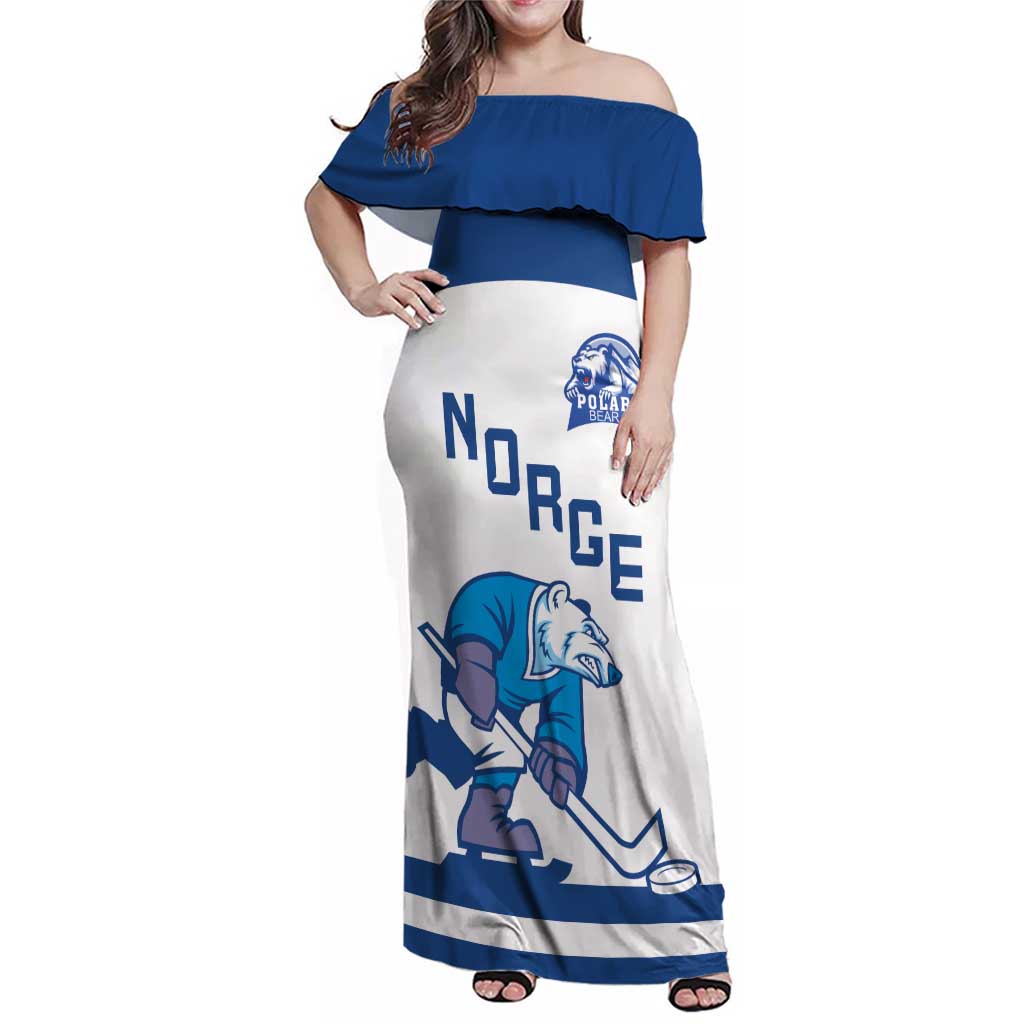 Custom Norway Hockey Family Matching Off Shoulder Maxi Dress and Hawaiian Shirt Norge Polar Bears