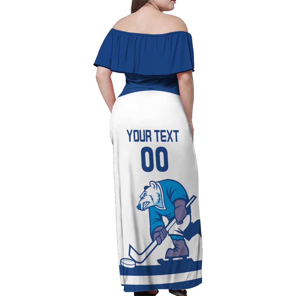 Custom Norway Hockey Family Matching Off Shoulder Maxi Dress and Hawaiian Shirt Norge Polar Bears