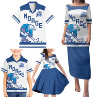 Custom Norway Hockey Family Matching Puletasi and Hawaiian Shirt Norge Polar Bears
