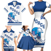 Custom Norway Hockey Family Matching Short Sleeve Bodycon Dress and Hawaiian Shirt Norge Polar Bears
