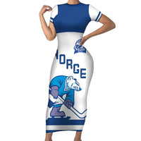 Custom Norway Hockey Family Matching Short Sleeve Bodycon Dress and Hawaiian Shirt Norge Polar Bears