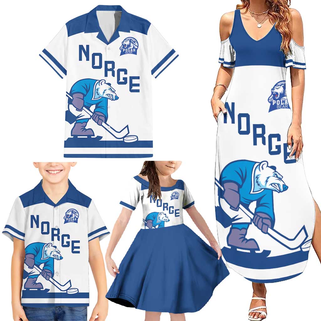 Custom Norway Hockey Family Matching Summer Maxi Dress and Hawaiian Shirt Norge Polar Bears