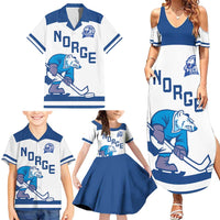 Custom Norway Hockey Family Matching Summer Maxi Dress and Hawaiian Shirt Norge Polar Bears