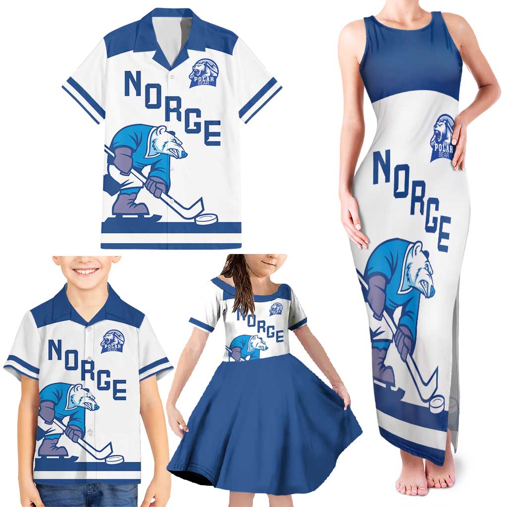 Custom Norway Hockey Family Matching Tank Maxi Dress and Hawaiian Shirt Norge Polar Bears