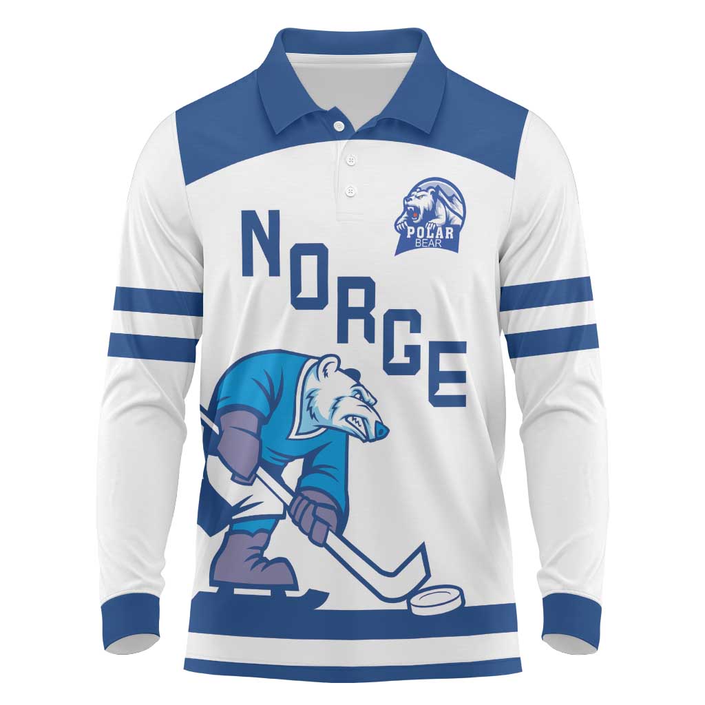 Custom Norway Hockey Long Sleeve Polo Shirt Norge Polar Bears