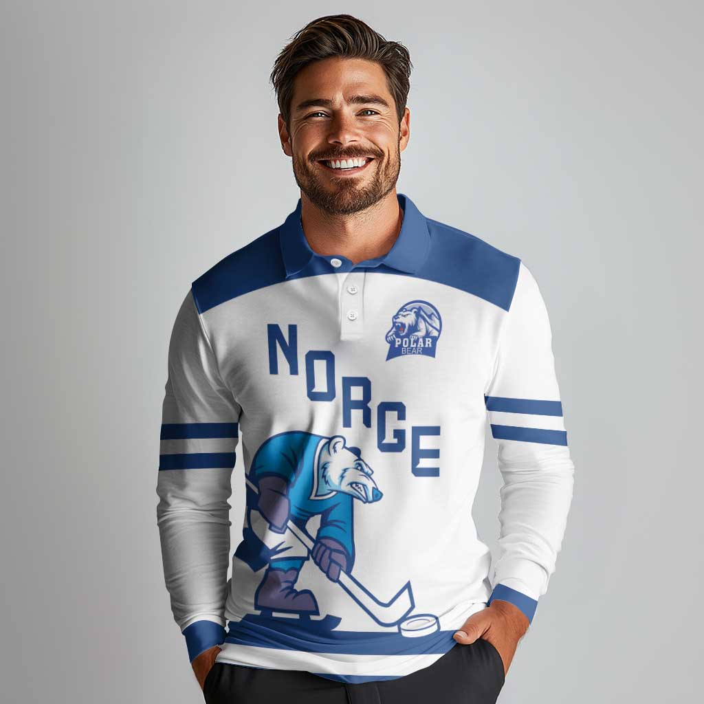 Custom Norway Hockey Long Sleeve Polo Shirt Norge Polar Bears