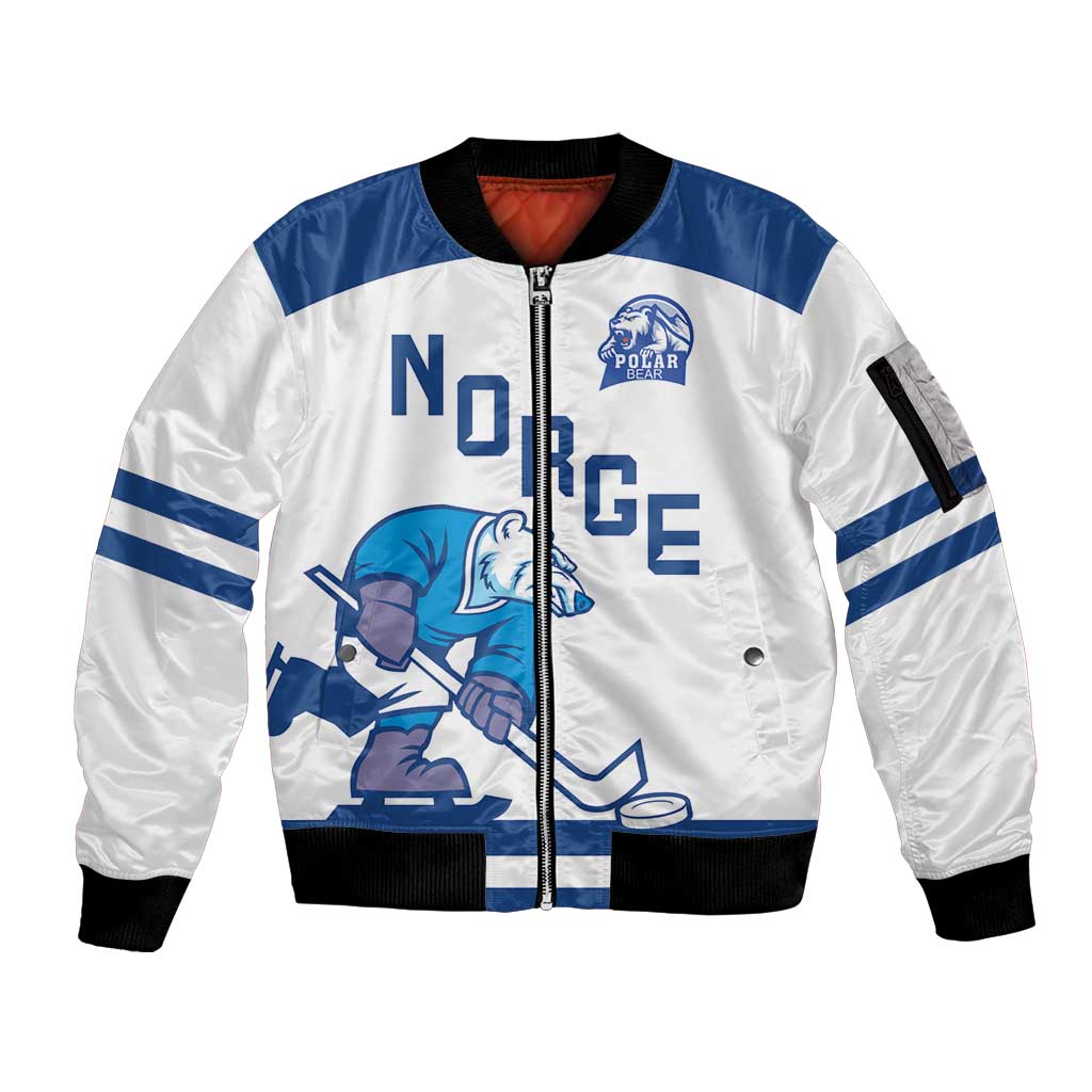Custom Norway Hockey Sleeve Zip Bomber Jacket Norge Polar Bears