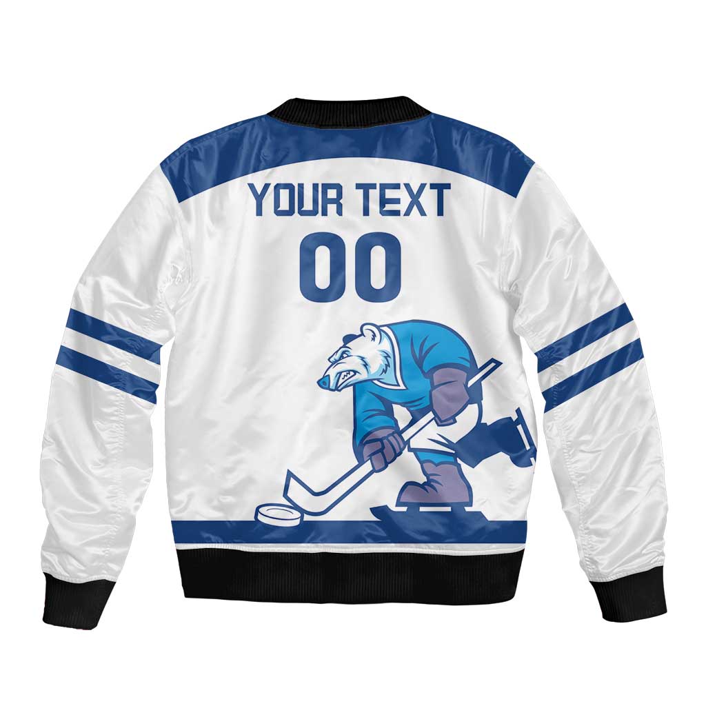 Custom Norway Hockey Sleeve Zip Bomber Jacket Norge Polar Bears