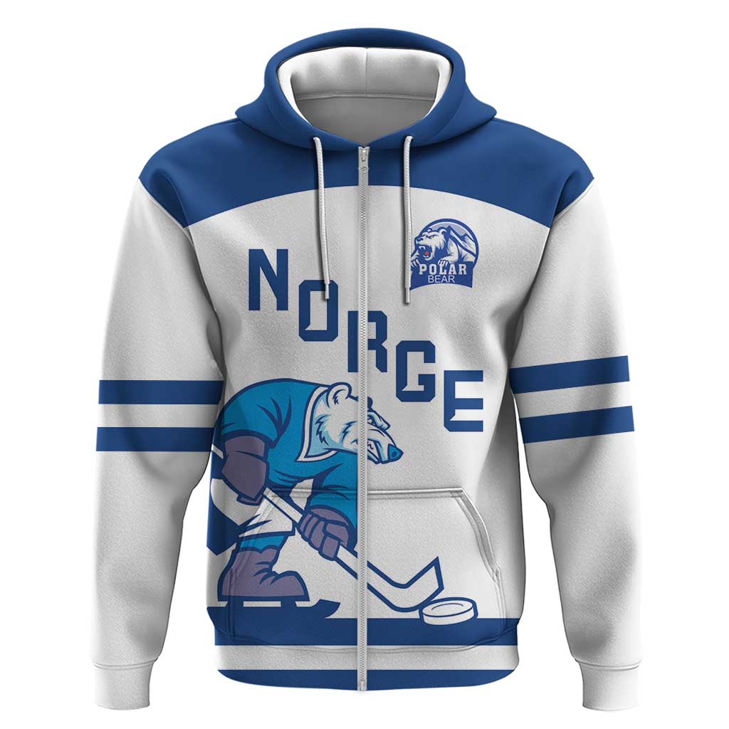 Custom Norway Hockey Zip Hoodie Norge Polar Bears