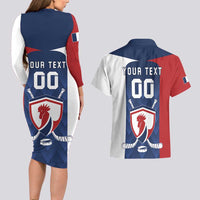 Custom France Hockey Couples Matching Long Sleeve Bodycon Dress and Hawaiian Shirt Les Bleus Go Champions