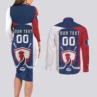 Custom France Hockey Couples Matching Long Sleeve Bodycon Dress and Long Sleeve Button Shirt Les Bleus Go Champions