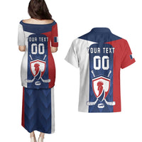 Custom France Hockey Couples Matching Puletasi and Hawaiian Shirt Les Bleus Go Champions