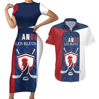 Custom France Hockey Couples Matching Short Sleeve Bodycon Dress and Hawaiian Shirt Les Bleus Go Champions
