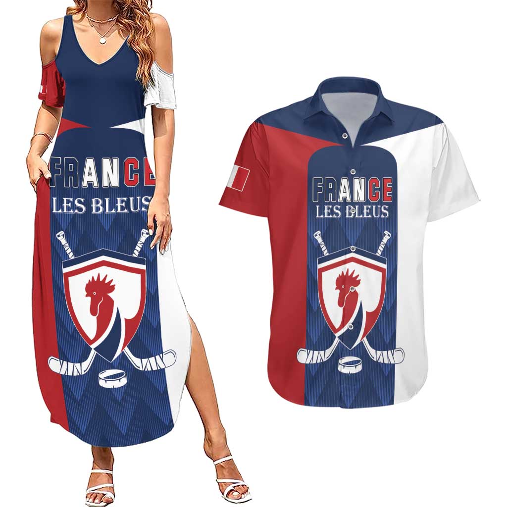 Custom France Hockey Couples Matching Summer Maxi Dress and Hawaiian Shirt Les Bleus Go Champions