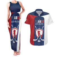 Custom France Hockey Couples Matching Tank Maxi Dress and Hawaiian Shirt Les Bleus Go Champions