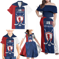 Custom France Hockey Family Matching Off Shoulder Maxi Dress and Hawaiian Shirt Les Bleus Go Champions