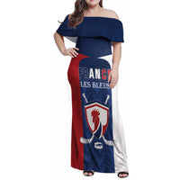 Custom France Hockey Family Matching Off Shoulder Maxi Dress and Hawaiian Shirt Les Bleus Go Champions