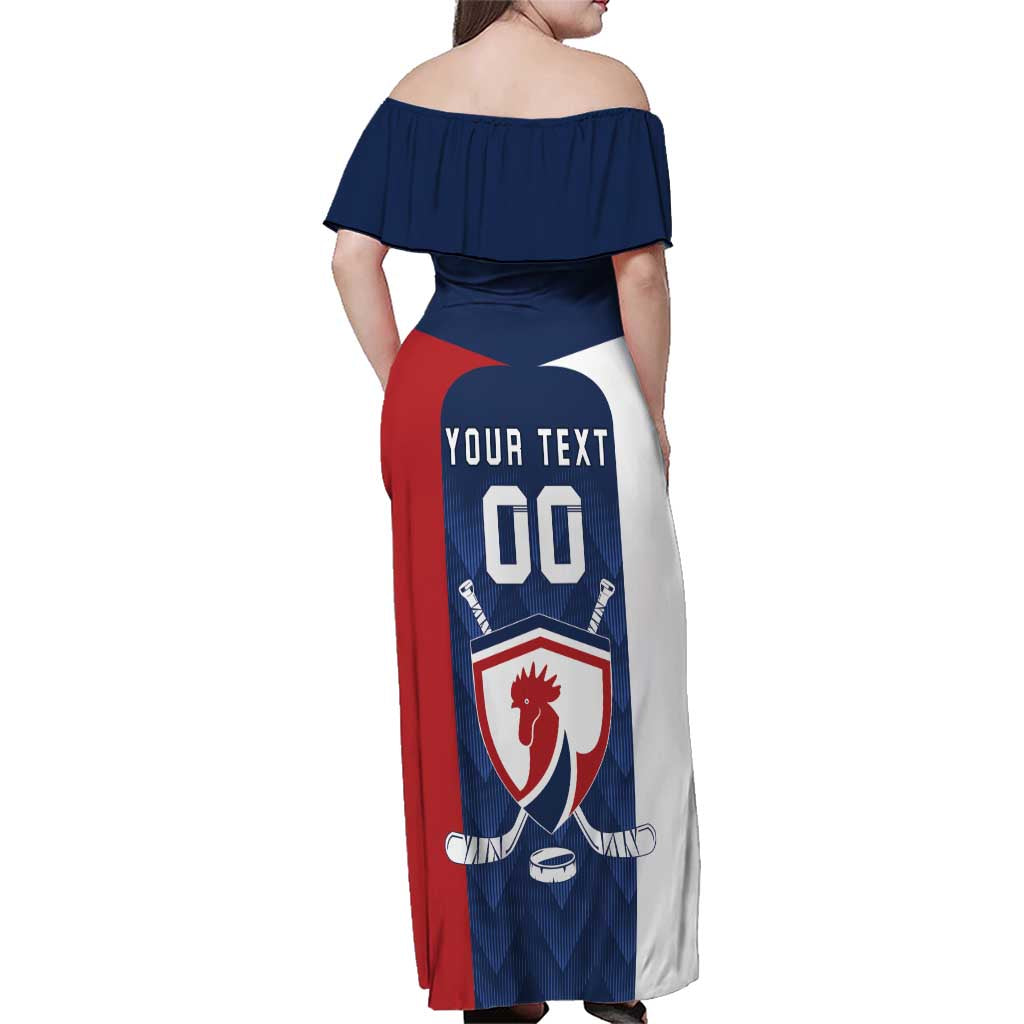 Custom France Hockey Family Matching Off Shoulder Maxi Dress and Hawaiian Shirt Les Bleus Go Champions