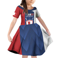 Custom France Hockey Family Matching Off Shoulder Short Dress and Hawaiian Shirt Les Bleus Go Champions