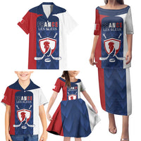 Custom France Hockey Family Matching Puletasi and Hawaiian Shirt Les Bleus Go Champions