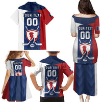 Custom France Hockey Family Matching Puletasi and Hawaiian Shirt Les Bleus Go Champions