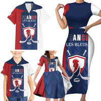 Custom France Hockey Family Matching Short Sleeve Bodycon Dress and Hawaiian Shirt Les Bleus Go Champions