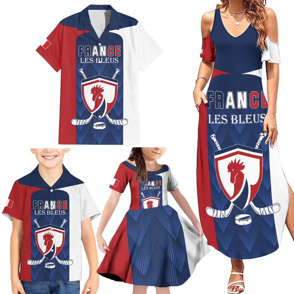 Custom France Hockey Family Matching Summer Maxi Dress and Hawaiian Shirt Les Bleus Go Champions